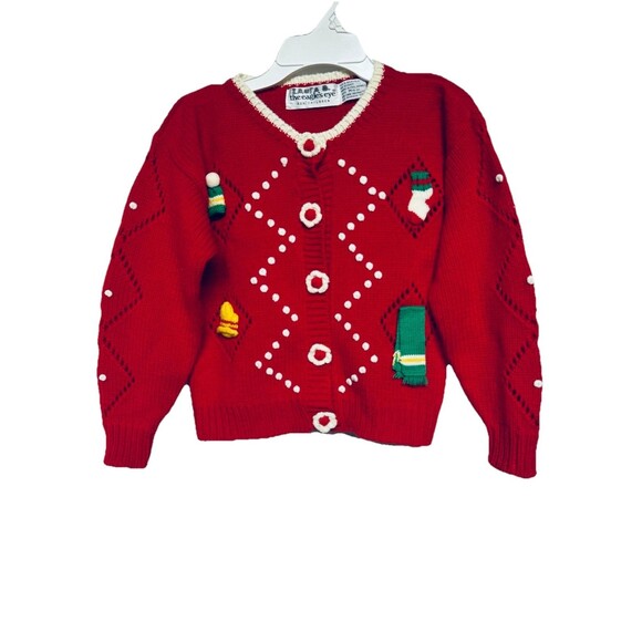 The Eagles Eye for Children Winter / Christmas Cardigan Sweater M 5 / 6 Vintage - Picture 1 of 8